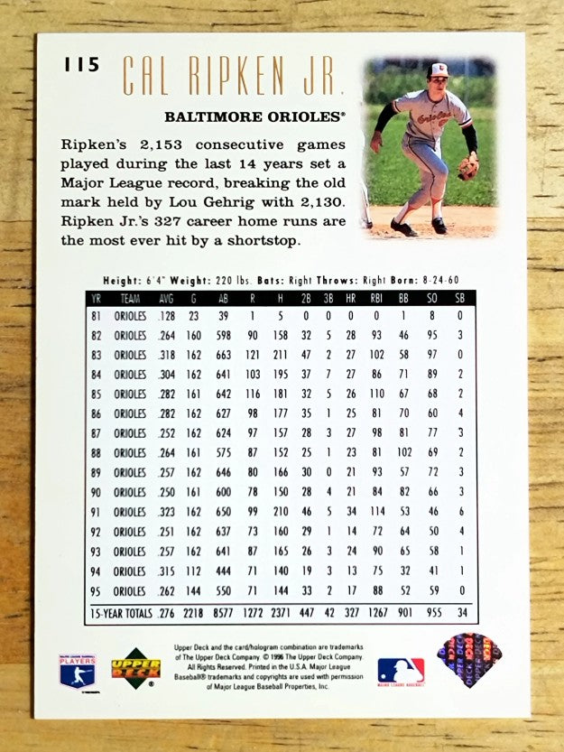 1996 Upper Deck #115 Cal Ripken YH