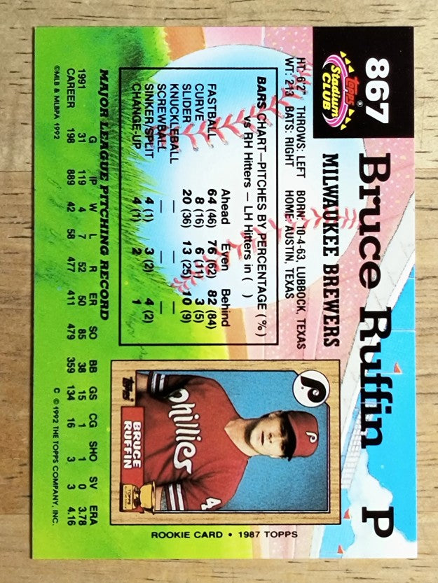 1992 Stadium Club #867 Bruce Ruffin