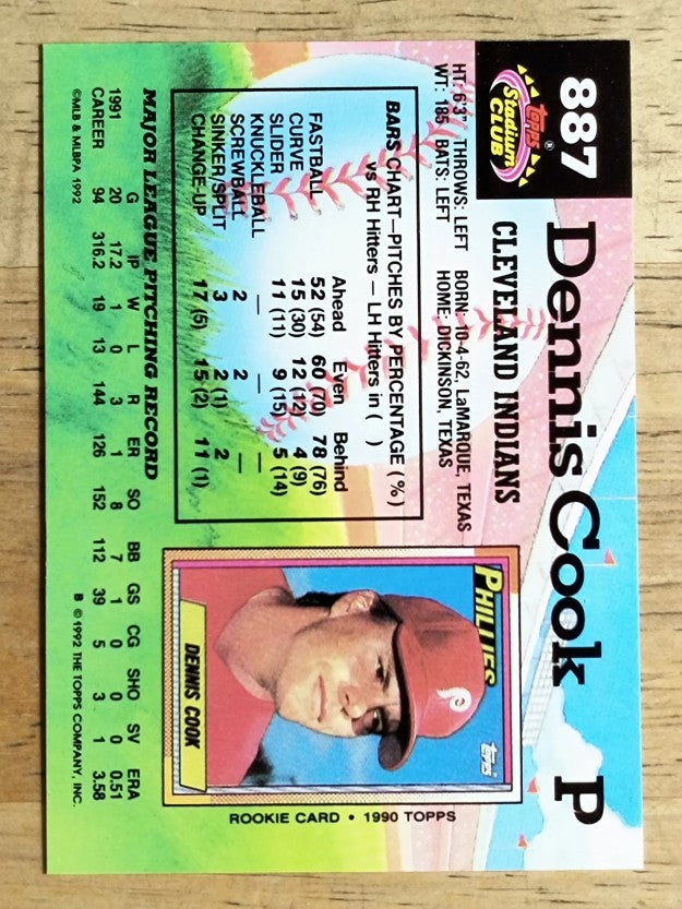 1992 Stadium Club #887 Dennis Cook