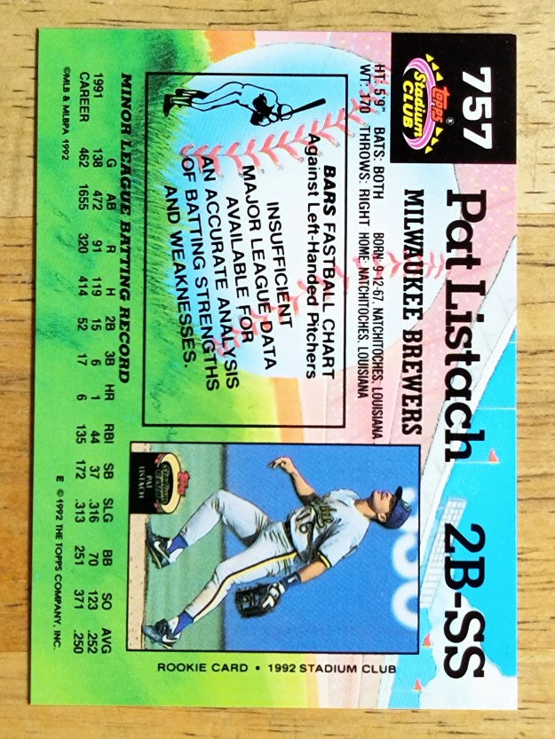 1992 Stadium Club #757 Pat Listach RC