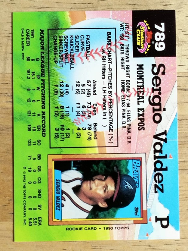 1992 Stadium Club #789 Sergio Valdez