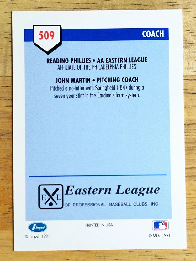 1991 Line Drive AA #509 John Martin CO