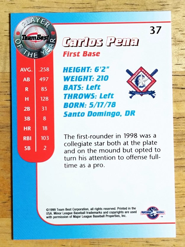 1999 Team Best Player of the Year #37 Carlos Pena