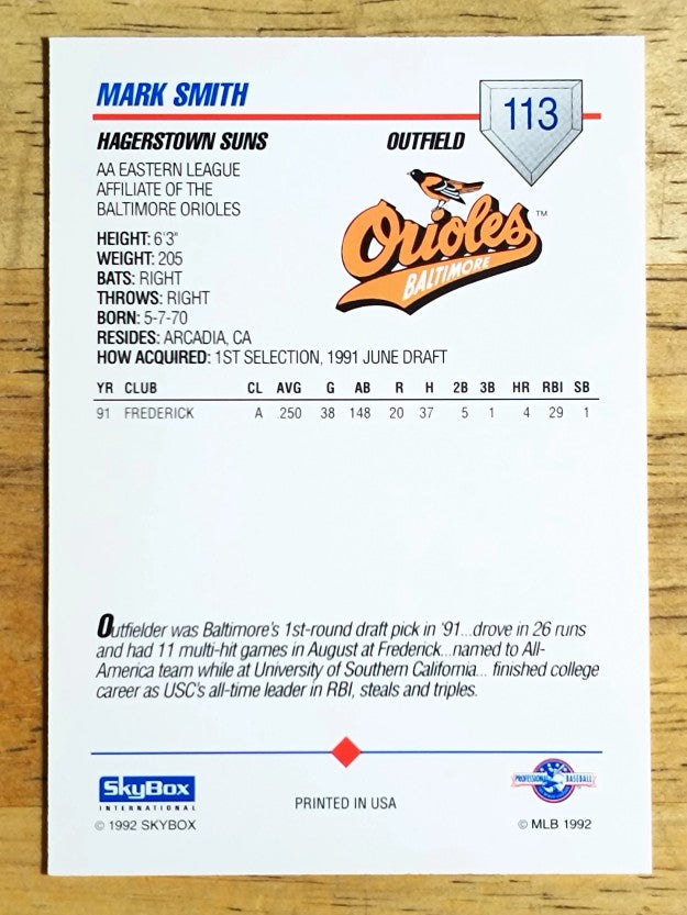 1992 SkyBox AA #113 Mark Smith
