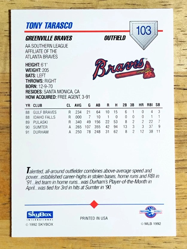 1992 SkyBox AA #103 Tony Tarasco