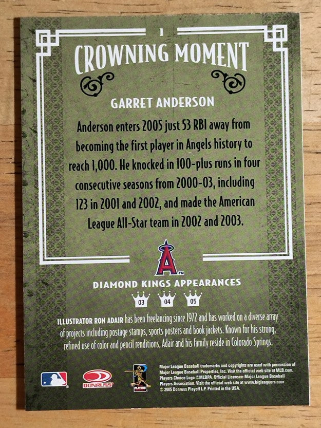 2005 Diamond Kings #1 Garret Anderson