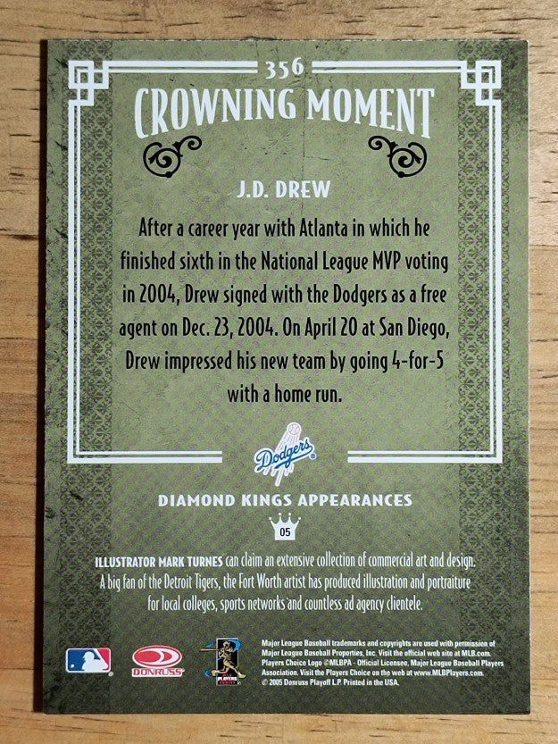 2005 Diamond Kings #356 J.D. Drew