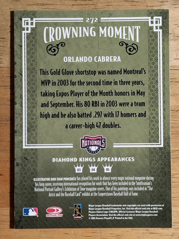 2005 Diamond Kings B/W #272 Orlando Cabrera Expos