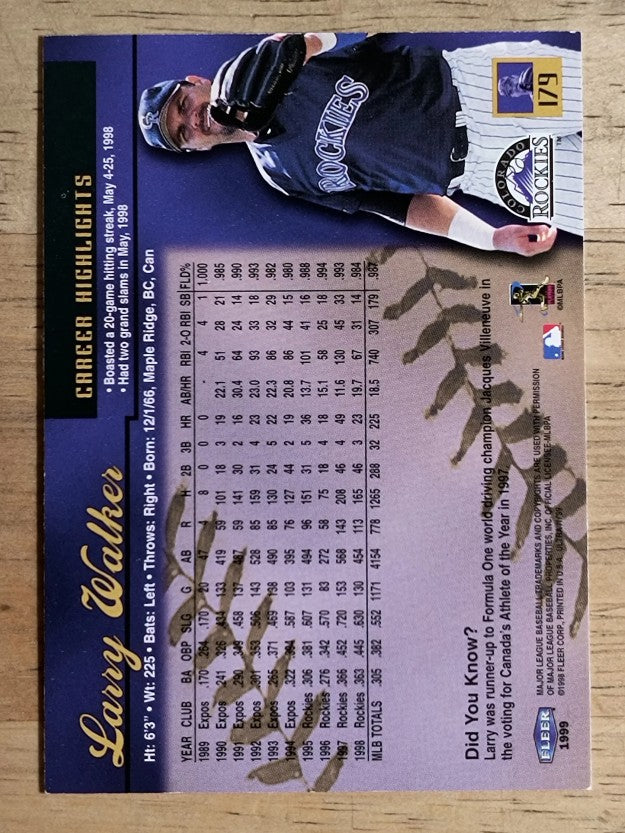 1999 Ultra #179 Larry Walker