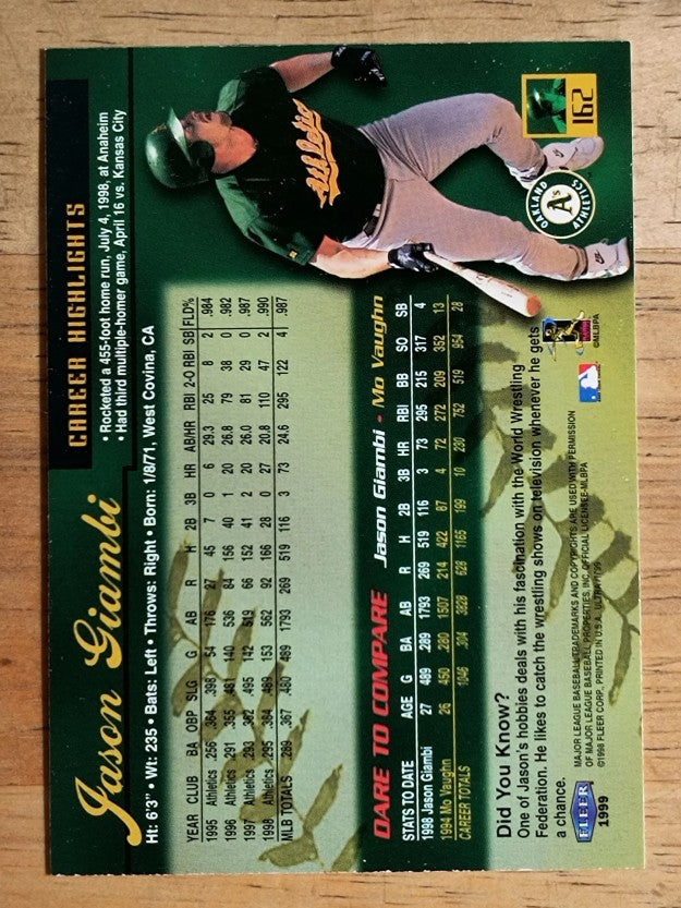 1999 Ultra #162 Jason Giambi