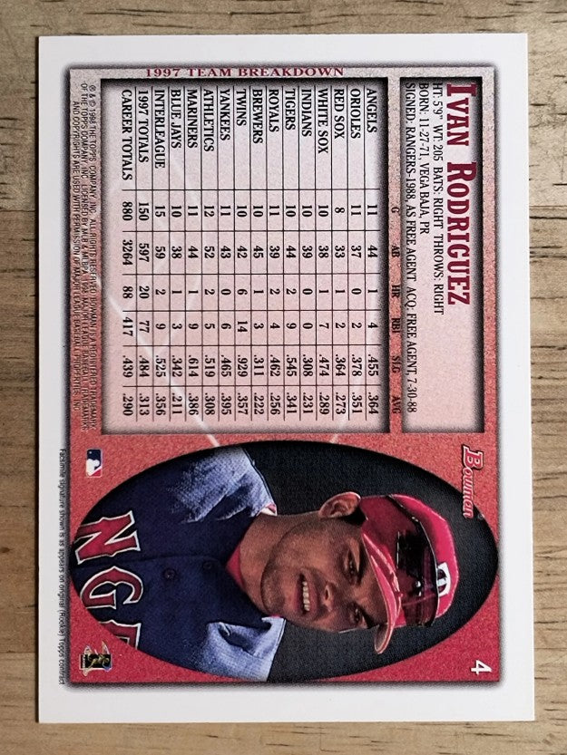 1998 Bowman #4 Ivan Rodriguez