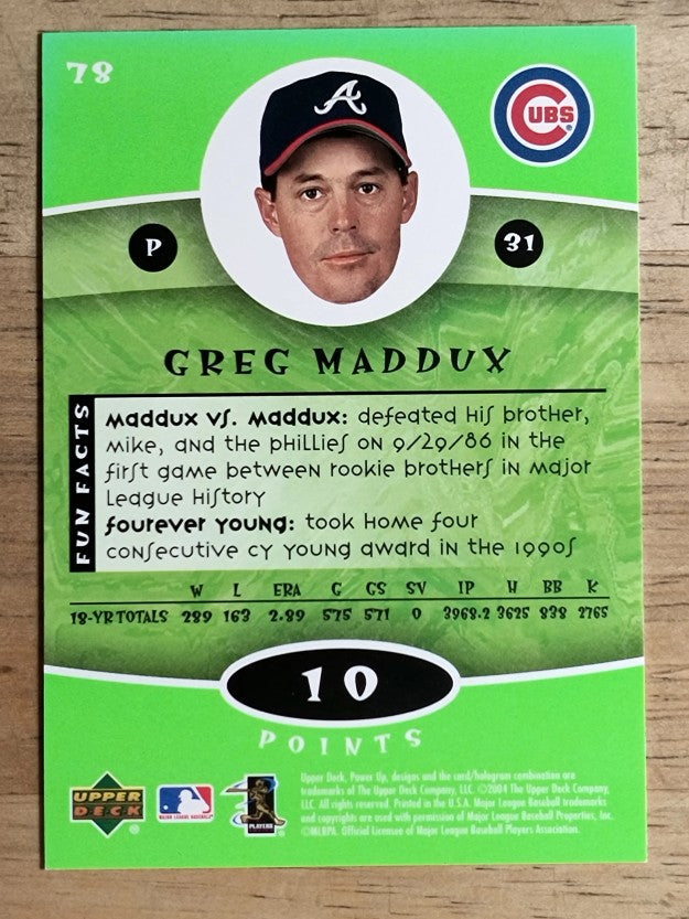 2004 Upper Deck Power Up #78 Greg Maddux