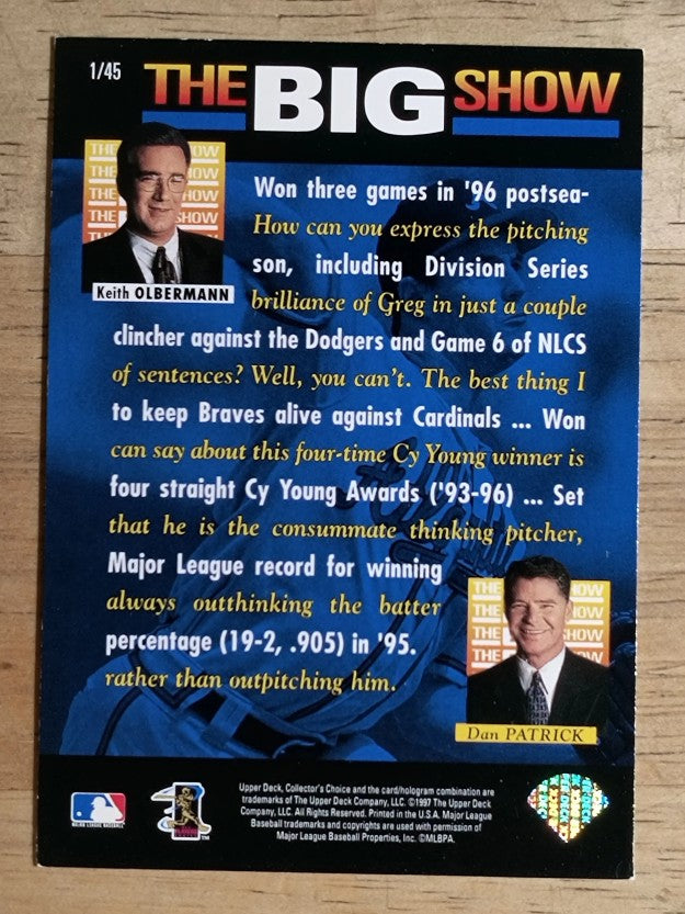 1997 Collector's Choice The Big Show #1 Greg Maddux