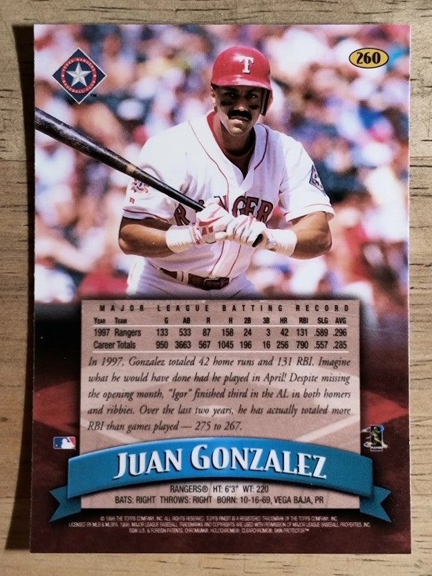 1998 Finest #260 Juan Gonzalez