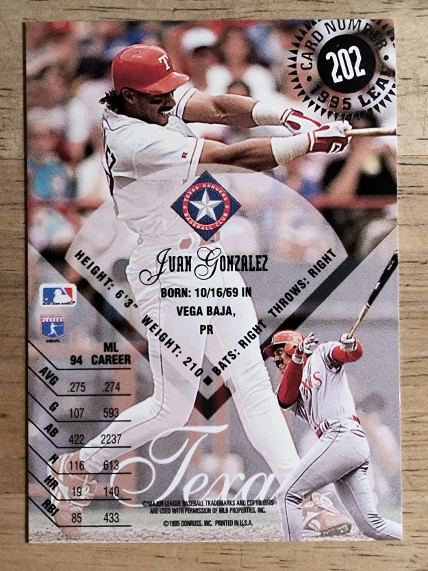 1995 Leaf #202 Juan Gonzalez