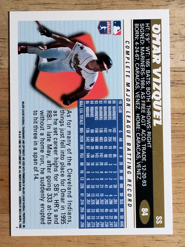 1996 Topps #84 Omar Vizquel