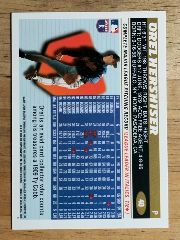 1996 Topps #40 Orel Hershiser