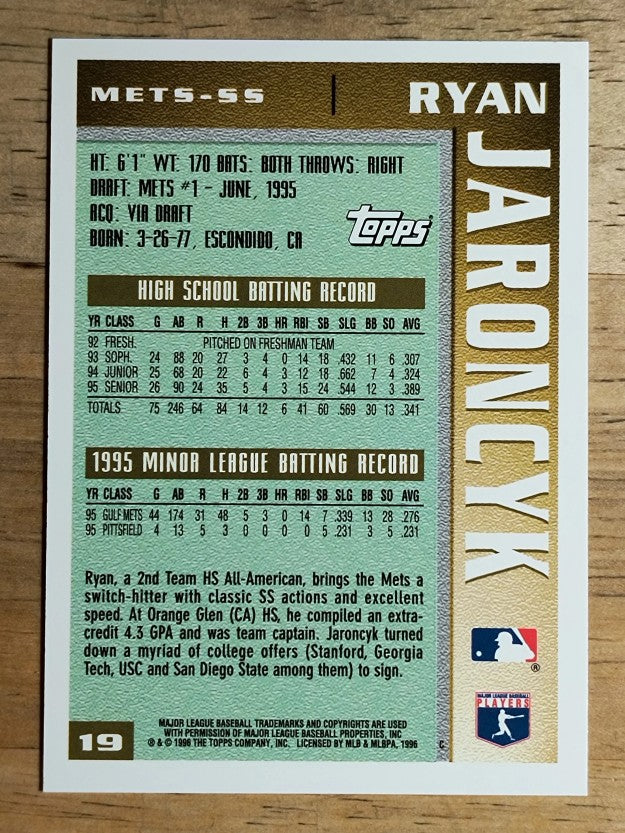 1996 Topps #19 Ryan Jaroncyk