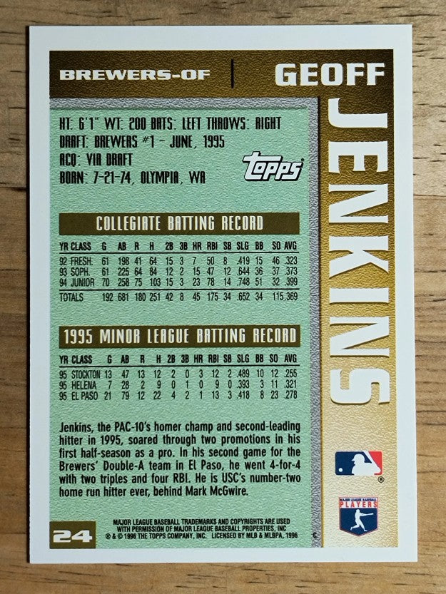 1996 Topps #24 Geoff Jenkins RC