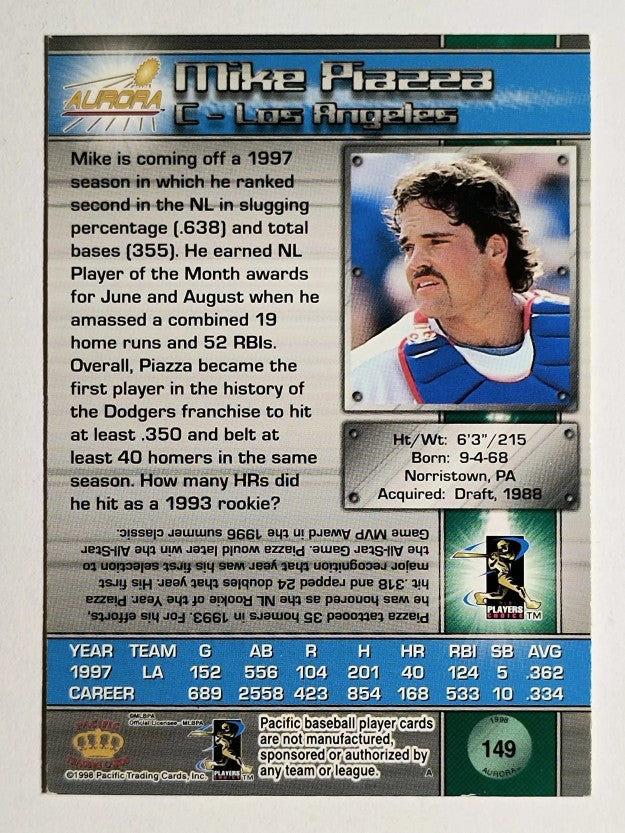 1998 Aurora #149 Mike Piazza