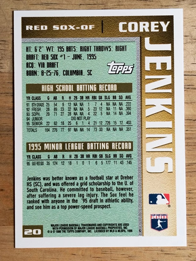 1996 Topps #20 Corey Jenkins
