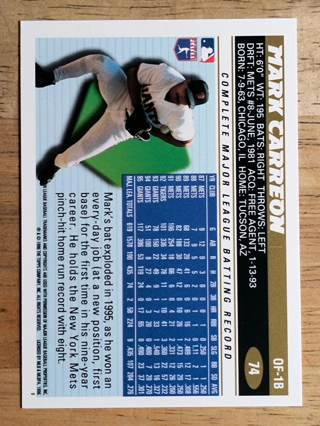1996 Topps #74 Mark Carreon