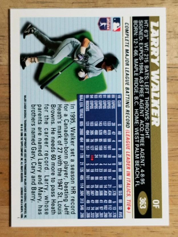 1996 Topps #363 Larry Walker