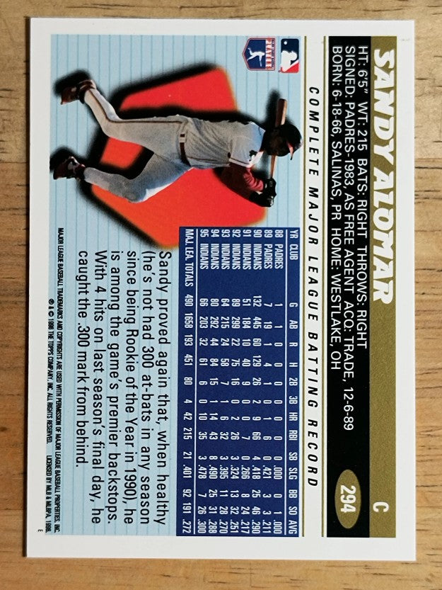 1996 Topps #294 Sandy Alomar Jr.