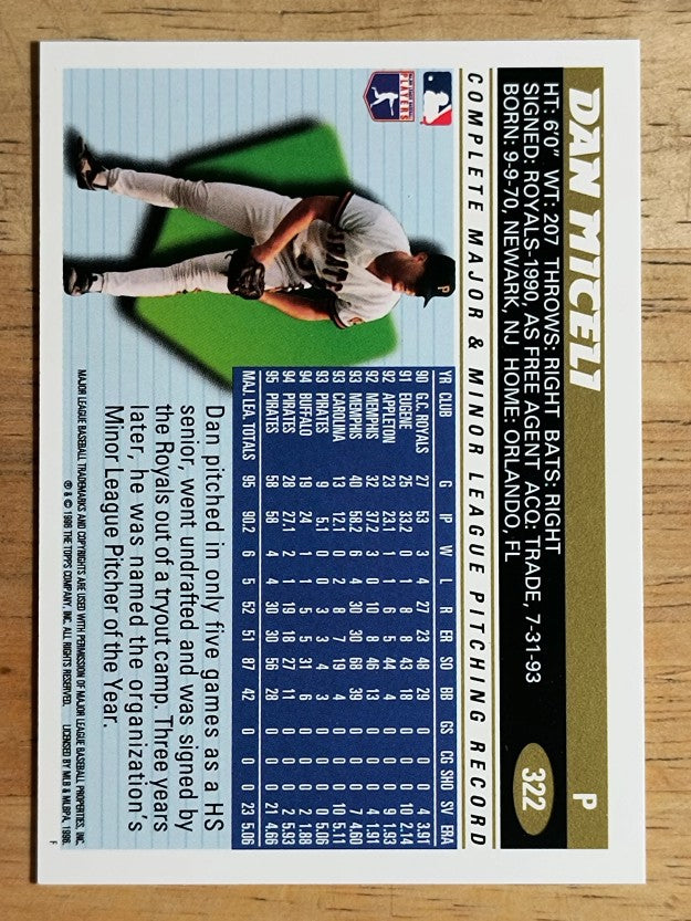 1996 Topps #322 Dan Miceli