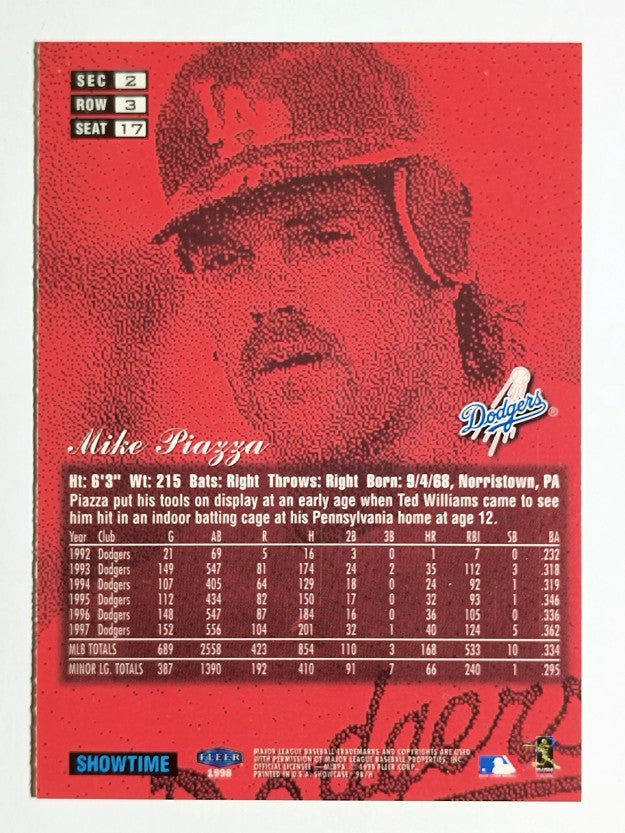1998 Flair Showcase Row 3 #17 Mike Piazza
