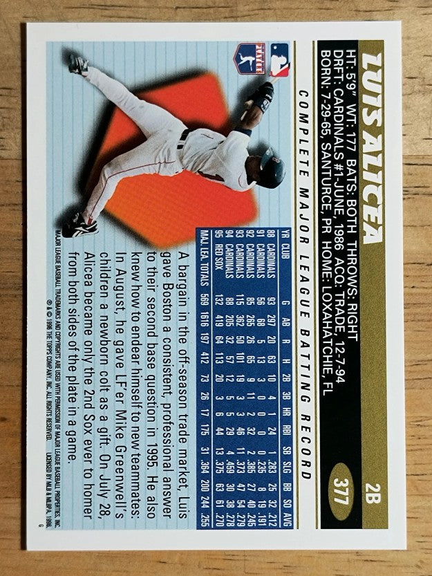 1996 Topps #377 Luis Alicea