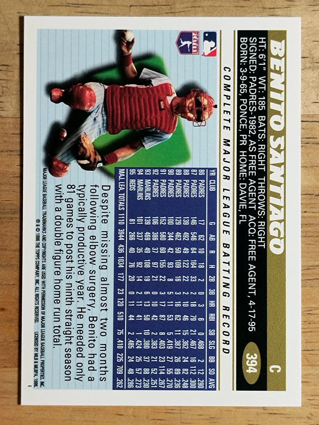 1996 Topps #394 Benito Santiago