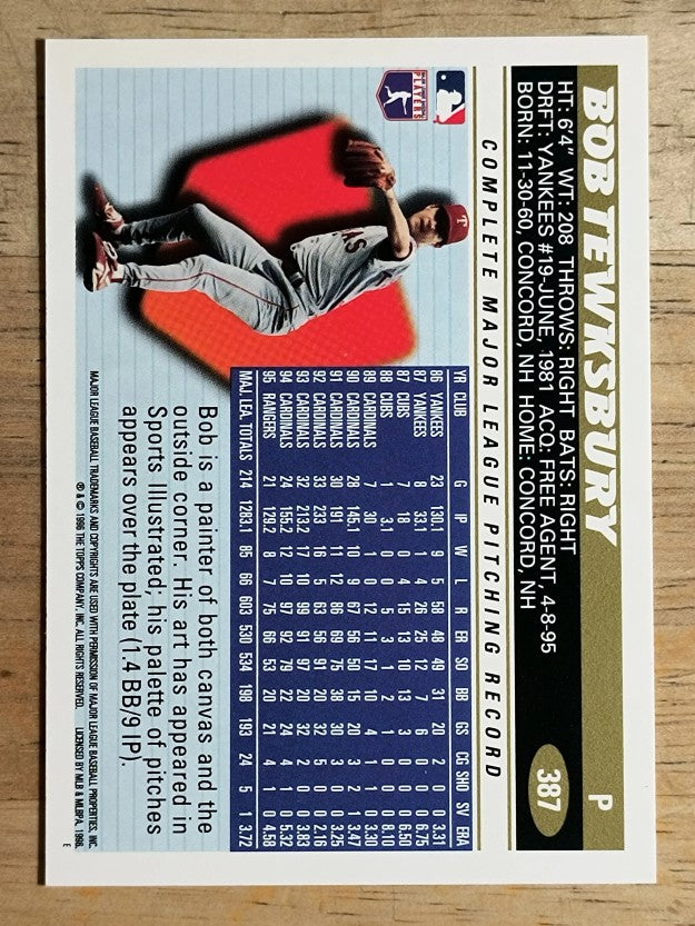 1996 Topps #387 Bob Tewksbury
