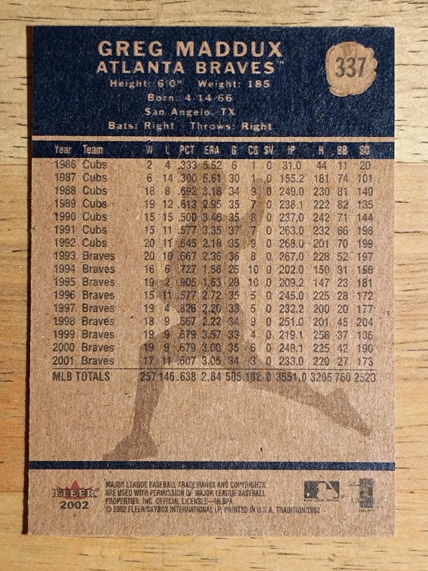 2002 Fleer Tradition #337 Greg Maddux