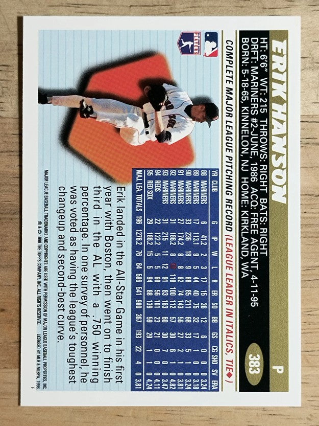1996 Topps #383 Erik Hanson
