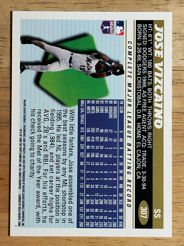 1996 Topps #307 Jose Vizcaino