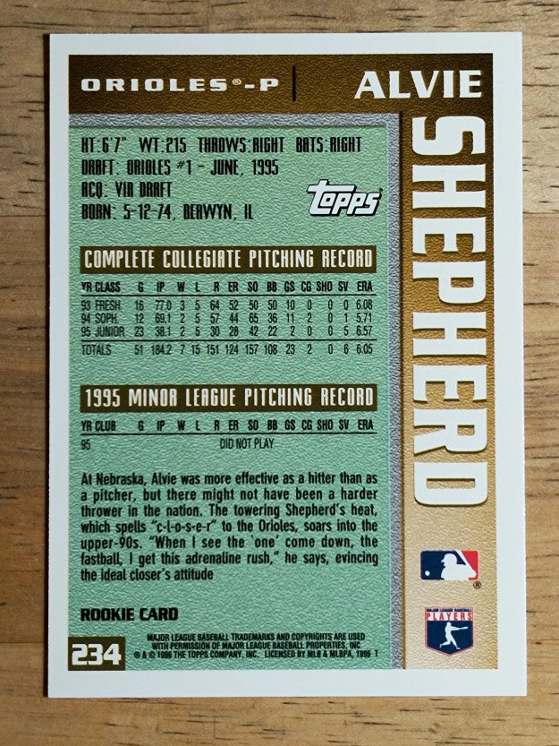 1996 Topps #234 Alvie Shepherd RC