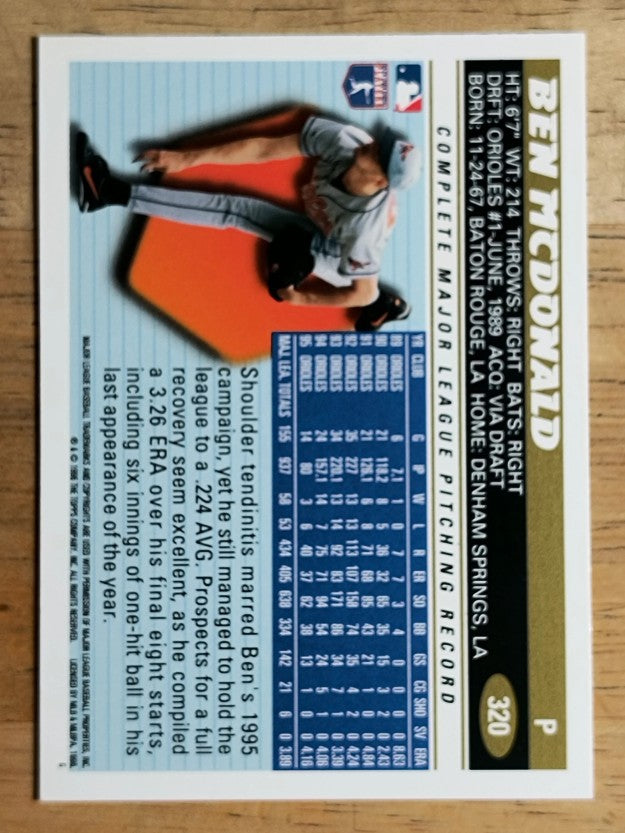 1996 Topps #320 Ben McDonald