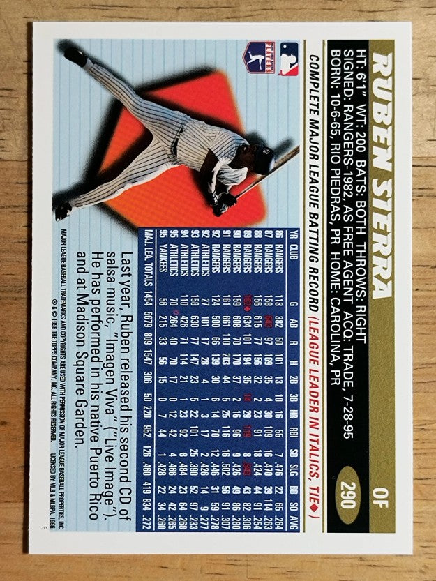 1996 Topps #290 Ruben Sierra