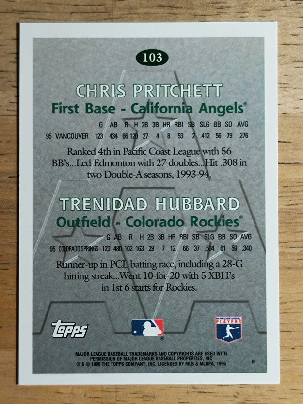 1996 Topps #103 Chris Pritchett/Trenidad Hubbard
