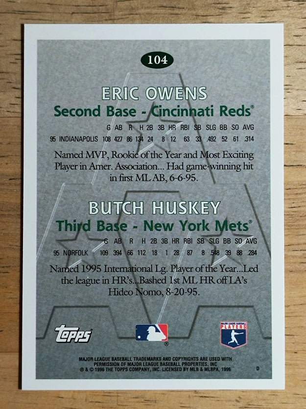 1996 Topps #104 Eric Owens/Butch Huskey