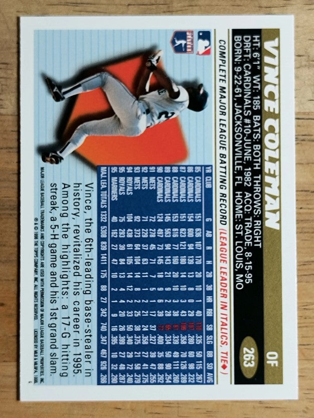 1996 Topps #263 Vince Coleman