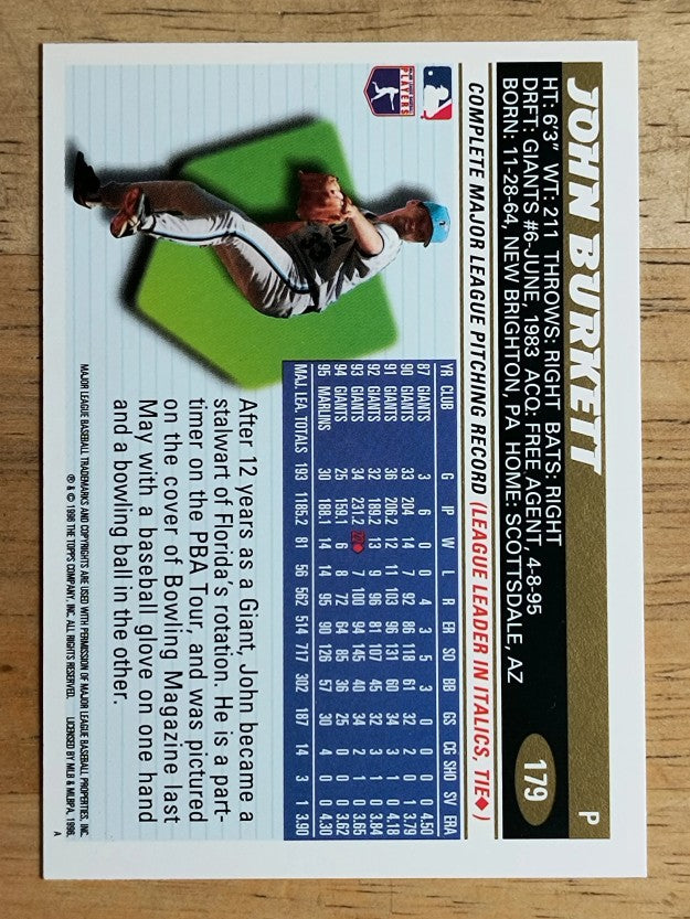 1996 Topps #179 John Burkett