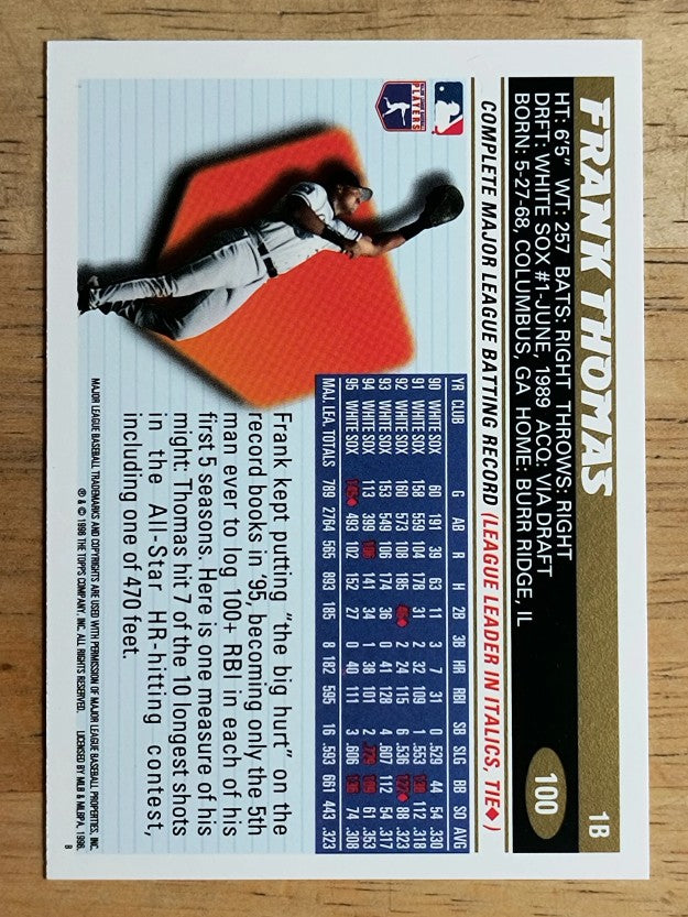 1996 Topps #100 Frank Thomas