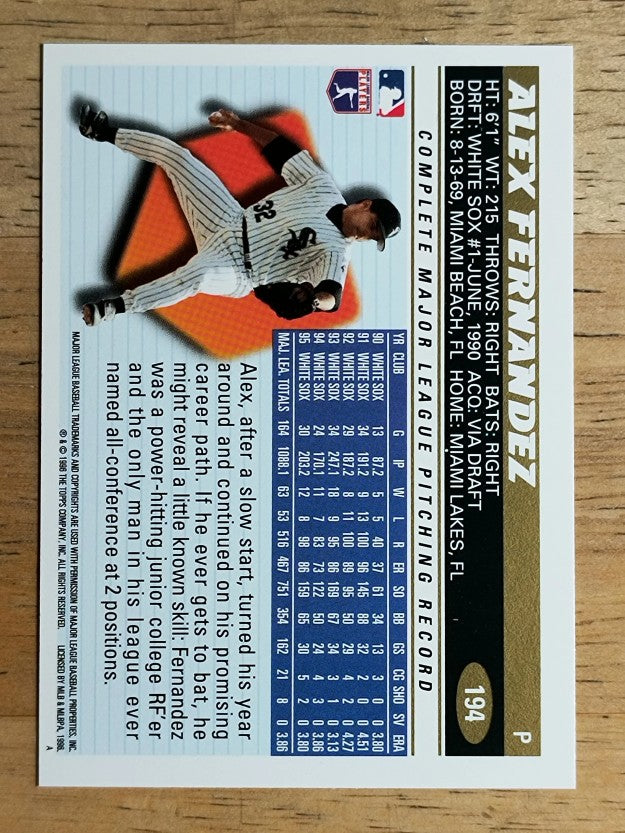 1996 Topps #194 Alex Fernandez