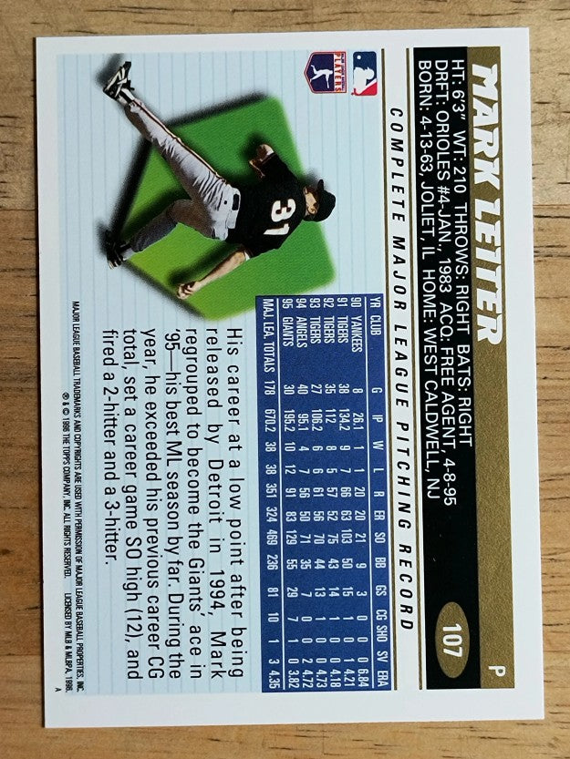 1996 Topps #107 Mark Leiter