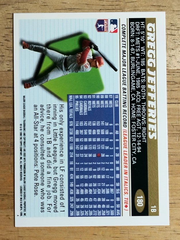 1996 Topps #180 Gregg Jefferies