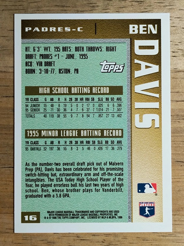 1996 Topps #16 Ben Davis