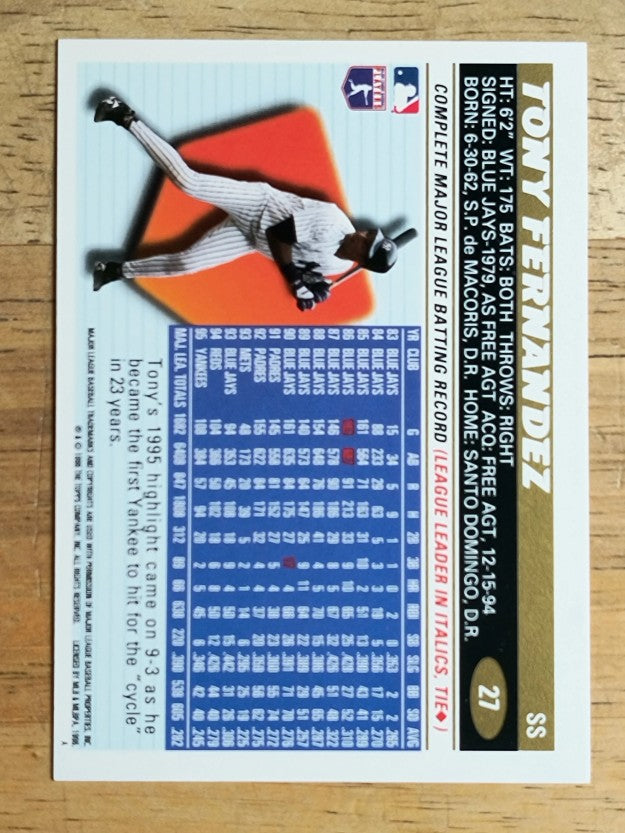 1996 Topps #27 Tony Fernandez
