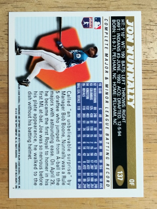 1996 Topps #137 Jon Nunnally